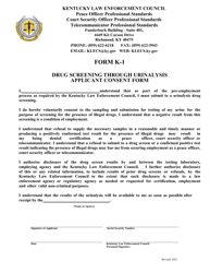 Document preview: Form K-1 Drug Screening Through Urinalysis Applicant Consent Form - Kentucky