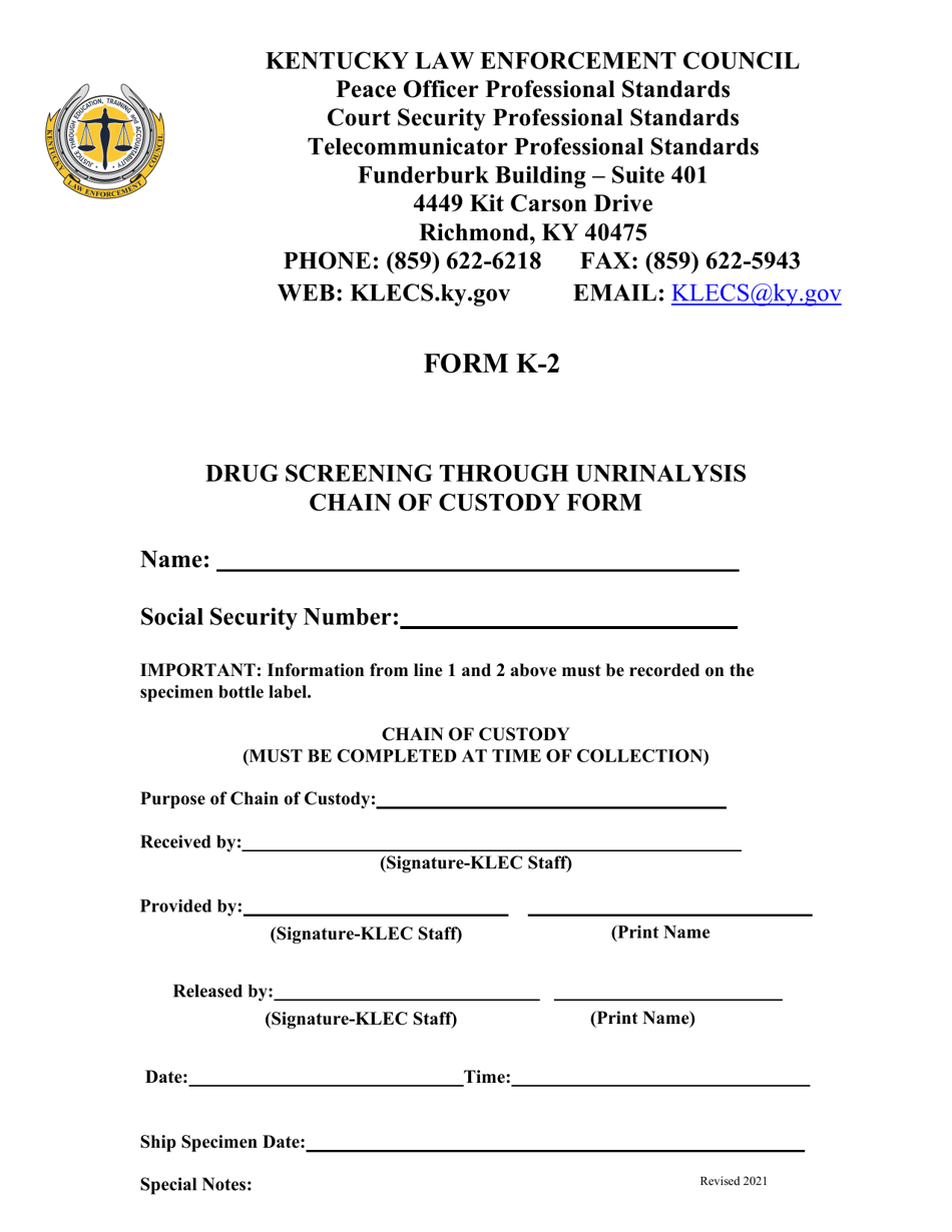 Form K 2 Fill Out Sign Online And Download Printable PDF Kentucky 