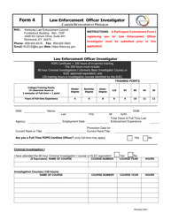 Document preview: Form 4 Law Enforcement Officer Investigator - Kentucky