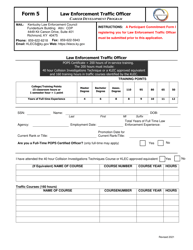 Document preview: Form 5 Law Enforcement Traffic Officer - Kentucky