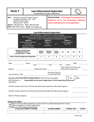Document preview: Form 7 Law Enforcement Supervisor - Kentucky