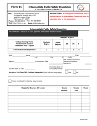 Document preview: Form 11 Intermediate Public Safety Dispatcher - Kentucky