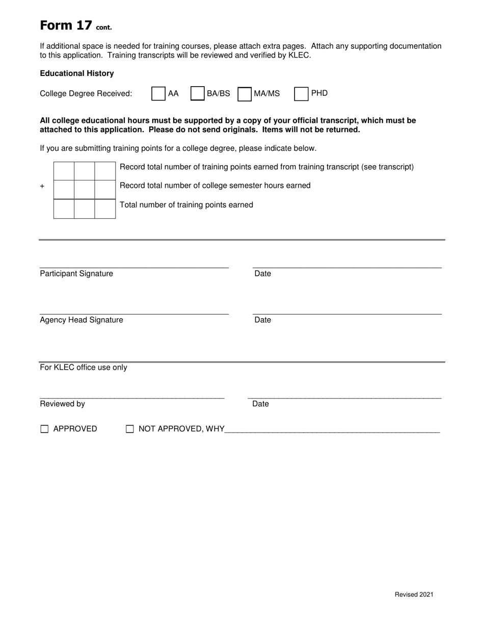 Form 17 Law Enforcement Officer Advanced Investigator - Kentucky, Page 2