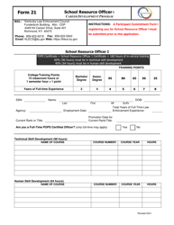 Document preview: Form 21 School Resource Officer I - Kentucky