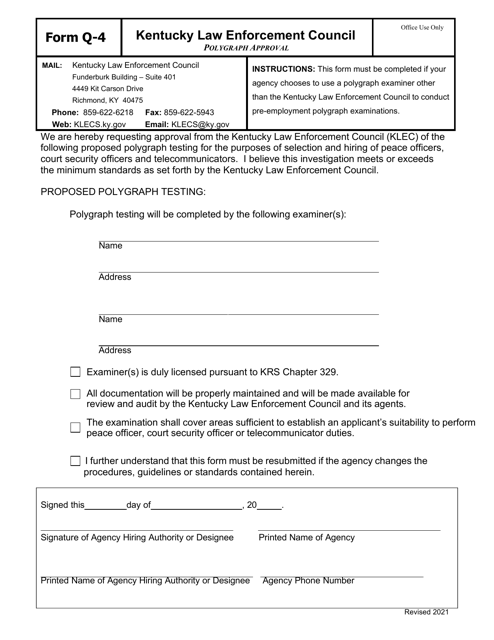 Form Q-4 Polygraph Approval - Kentucky