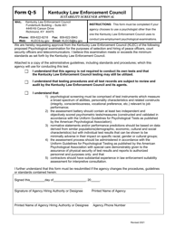 Form Q-5 &quot;Suitability Screener Approval&quot; - Kentucky