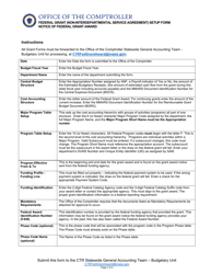 Federal Grant (Non-interdepartmental Service Agreement) Setup Form - Notice of Federal Grant Award - Massachusetts, Page 2