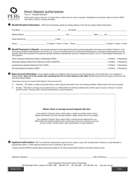 Form 21 &quot;Direct Deposit Authorization&quot; - Mississippi