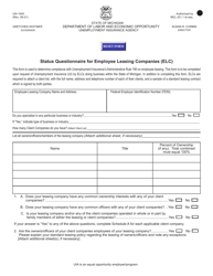 Document preview: Form UIA1045 Status Questionnaire for Employee Leasing Companies (Elc) - Michigan