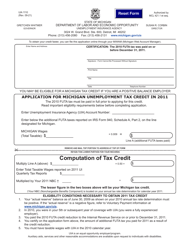 Document preview: Form UIA1110 Application for Michigan Unemployment Tax Credit - Michigan, 2011