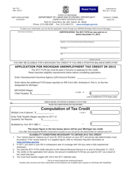 Document preview: Form UIA1110 Application for Michigan Unemployment Tax Credit in 2012 - Michigan