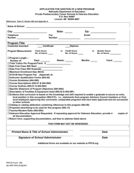 PPCS Form 159 &quot;Application for Addition of a New Program&quot; - Nebraska