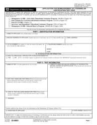 Document preview: VA Form 22-0803 Application for Reimbursement of Licensing or Certification Test Fees