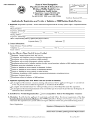 Document preview: Form DHHS/RHS-SP Application for Registration as a Provider of Radiation or Mri Machine-Related Services - New Hampshire