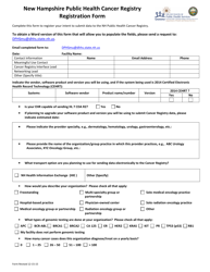 Document preview: New Hampshire Public Health Cancer Registry Registration Form - New Hampshire