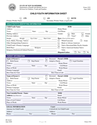 Document preview: Form 1552 Child/Youth Information Sheet - New Hampshire