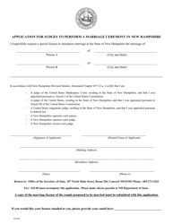 Document preview: Application for Judges to Perform a Marriage Ceremony in New Hampshire - New Hampshire