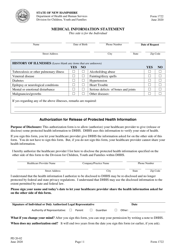 Form 1722 Medical Information Statement - New Hampshire