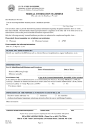 Form 1722 Medical Information Statement - New Hampshire, Page 2