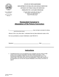 Document preview: Designated Caregiver's Attestation of No Felony Conviction - Therapeutic Cannabis Program - New Hampshire