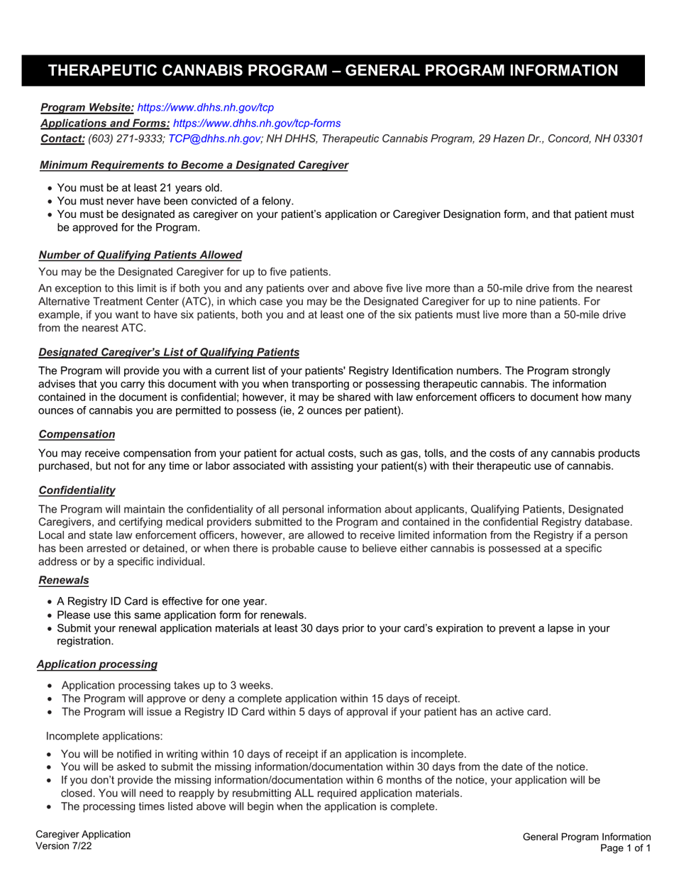 Caregiver Application for the Therapeutic Use of Cannabis - New Hampshire, Page 6