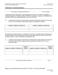 Document preview: BFA Form 773 Certification of Continued Absence - New Hampshire