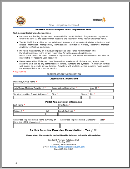 Nh Mmis Health Enterprise Portal Registration Form - New Hampshire Download Pdf