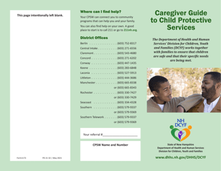 Document preview: Form 1172 Caregiver Guide to Child Protective Services - New Hampshire