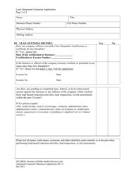 Form DC-1 Lead Abatement Contractor Application - New Hampshire, Page 2