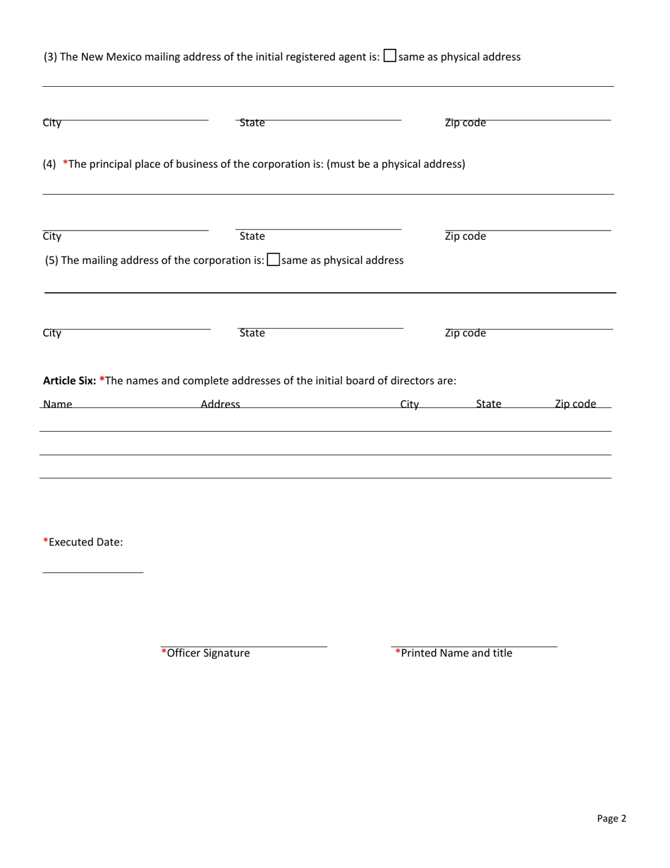 Domestic Profit Corporation Restated Articles of Incorporation - New Mexico, Page 3