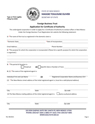 Foreign Business Trust Application for Certificate of Authority - New Mexico, Page 2
