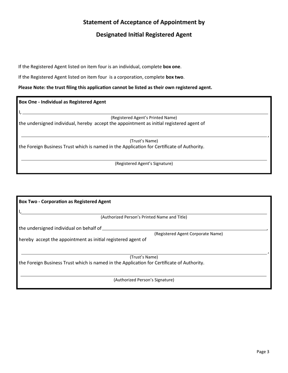 Foreign Business Trust Application for Certificate of Authority - New Mexico, Page 4
