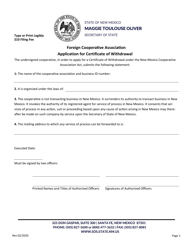 Foreign Cooperative Association Application for Certificate of Withdrawal - New Mexico, Page 2
