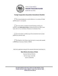 Foreign Cooperative Association Application for Amended Certificate of Authority - New Mexico