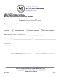 Document preview: Cooperative License Renewal Request - New Mexico