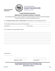 Foreign Nonprofit Corporation Application for Amended Certificate of Authority - New Mexico, Page 2