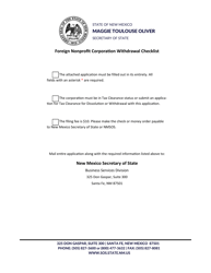 Document preview: Foreign Nonprofit Corporation Application for Certificate of Withdrawal - New Mexico