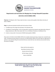 Document preview: Merger Into a Foreign Nonprofit Corporation - New Mexico