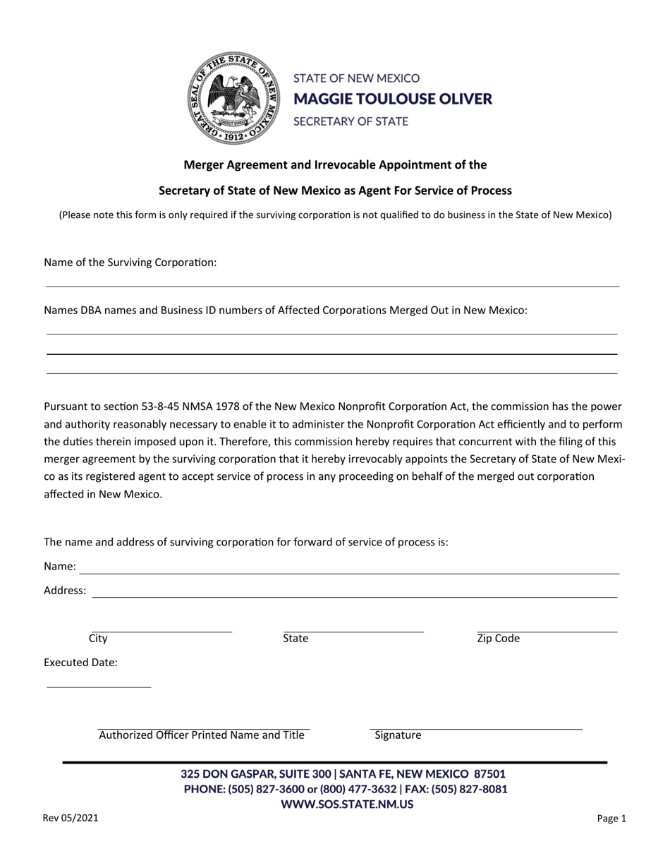 New Mexico Merger Into A Foreign Nonprofit Corporation - Fill Out, Sign 