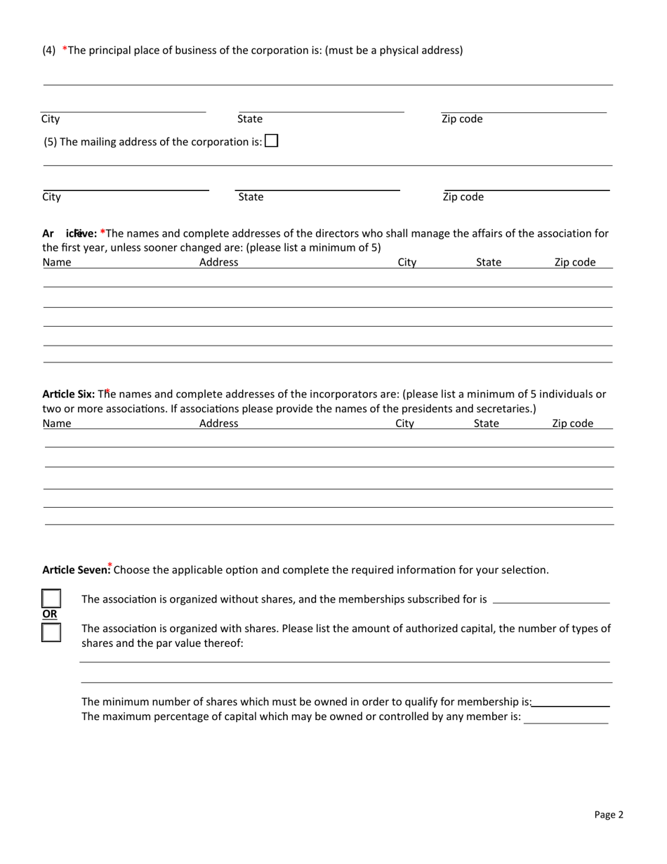 Cooperative Association Articles of Incorporation - New Mexico, Page 3