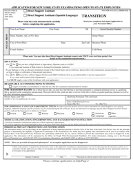 Document preview: Form NYS-APP-4 #10-024 (NYS-APP-4 #10-025) Application for New York State Examinations Open to State Employees - Direct Support Assistant - New York