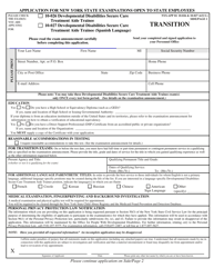 Document preview: Form NYS-APP-4 #10-026 (NYS-APP-4 #10-027) Application for New York State Examinations Open to State Employees - Developmental Disabilities Secure Care Treatment Aide Trainee - New York