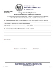 Foreign Limited Liability Company Application for Amended Certificate of Registration - New Mexico, Page 2