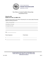 Document preview: New Mexico Limited Liability Partnership Amendment Form - New Mexico