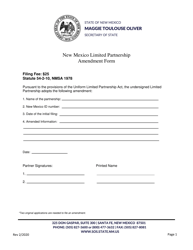 Document preview: New Mexico Limited Partnership Amendment Form - New Mexico