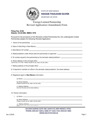 Document preview: Foreign Limited Partnership Revised Application (Amendment) Form - New Mexico