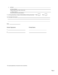 Foreign Limited Partnership Revised Application (Amendment) Form - New Mexico, Page 2