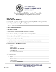 Document preview: Foreign Limited Liability Limited Partnership Revised Application (Amendment) Form - New Mexico
