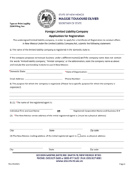 Foreign Limited Liability Company Application for Registration - New Mexico, Page 2