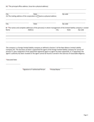 Foreign Limited Liability Company Application for Registration - New Mexico, Page 3